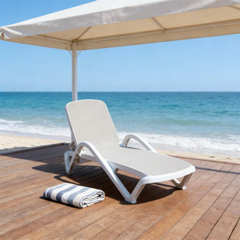 High Quality Foldable Outdoor Pool Lounge Waterproof Plastic Sun Lounger Modern Comfortable Hotel Courtyard Park Beach