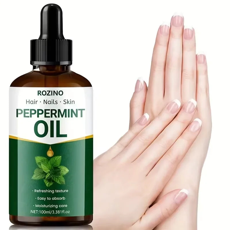 ROZINO Peppermint Oil 3Pcs 100ml Natural Plant Oil, Multi-use Moisturizing Care Oil for Hair, Nails & Skin, Refreshing Massage Body Oil for Aromatherapy & DIY Cosmetics