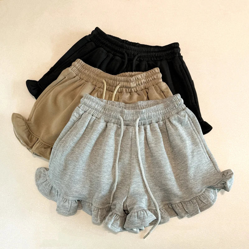 High Waist Wide Leg Casual Shorts Women Summer Korean Loose Versatile Wood Grain  Sports Beach Hot Pants Asymmetric Strai...