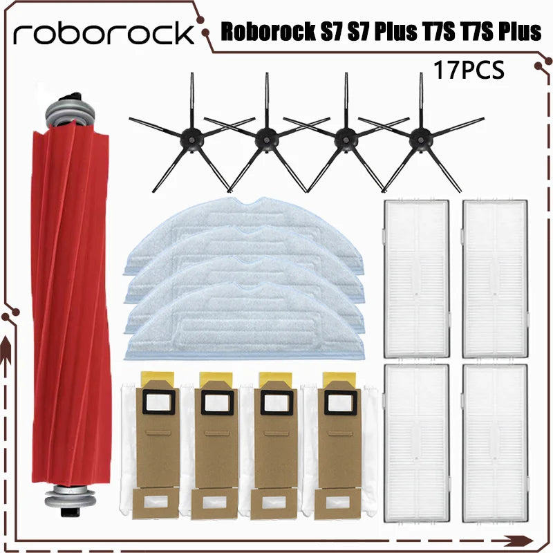 For Roborock S7 S7 Plus T7S T7S Plus Robotic Vacuum Cleaner Accessories Main Brush Hepa Filter Mops Dust Bag Replacement Parts