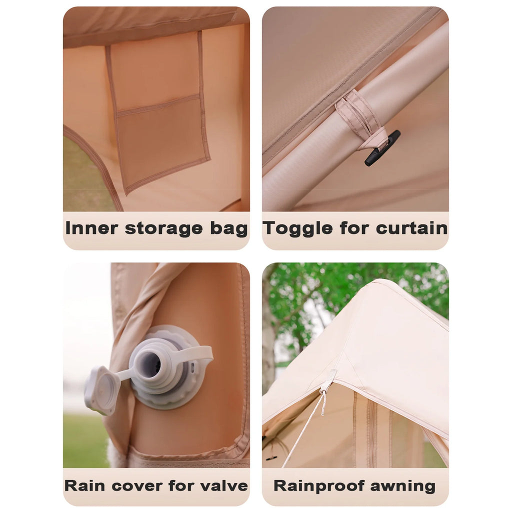 Camping Tent, 16 sq.m Poly-Cotton Glamping Air Tent, 6-8 Person Instant Setup Waterproof Four Season Family Cabin Tent