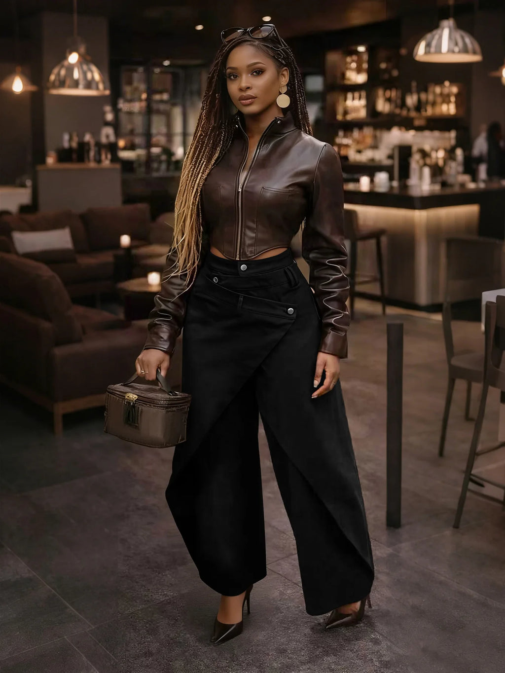 Vintage Washed Denim Wide Leg Pants Women Asymmetrical Wrap Overlap High Waist Y2K Streetwear Casual  Fashion Baggy Jeans