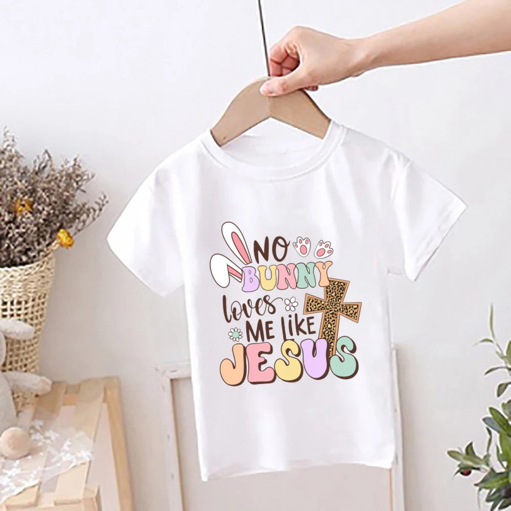 Happy Easter Rainbow Printed Kids Shirts Easter Party Child Outfit T-shirt Children Holiay Clothes Boys Girls Short Sleeve Shirt