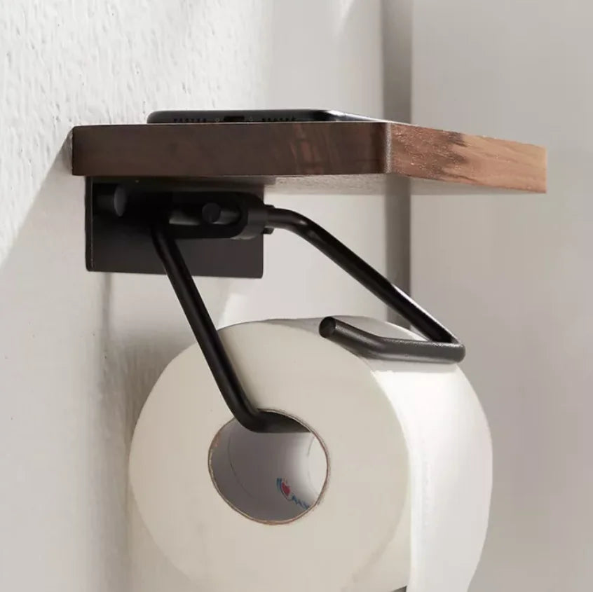 Paper Towel Rack Black Walnut Toilet Roll Rack Creative Solid Wood Paper Towel Hook Bathroom Rack