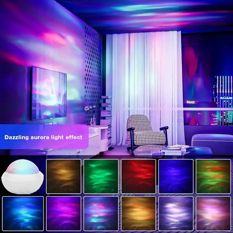 Northern Light Projector RGB Atmosphere Night Lights Remote Control USB Aurora Projection Lamp 360° Rotate for Home Party Decor