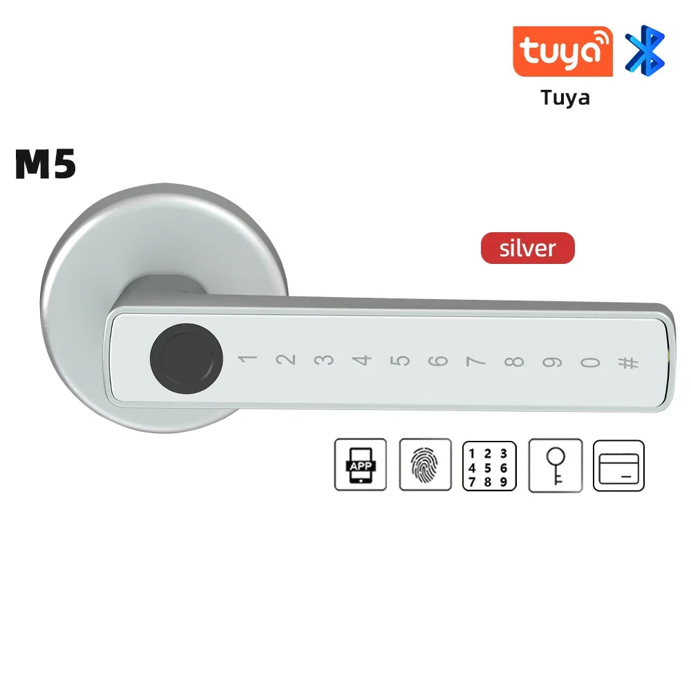 HTMCKM5 Smart Fingerprint Door Lock - Digital Electronic Lock with Password Key IC Card Tuya BLE Smartlife APP Unlock