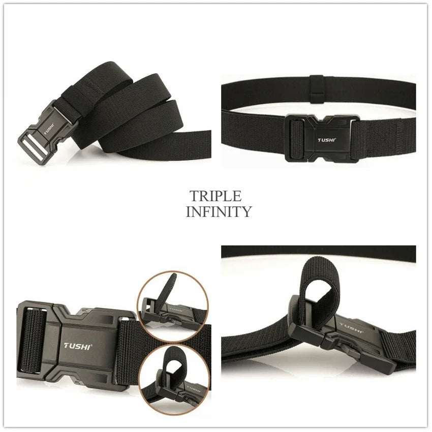 Quick Release Military Tactical Belts With Metal Buckle Durable Elastic Waist Belt Men Outdoor Training Stretch Strap For Pants