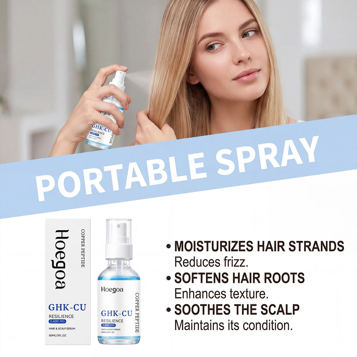Ghk-Cu Copper Peptide Hair Serum For Hair Growth Strengthening Root Scalp Moisturizer Thicker Fuller Hair Anti Hair Loss Serum
