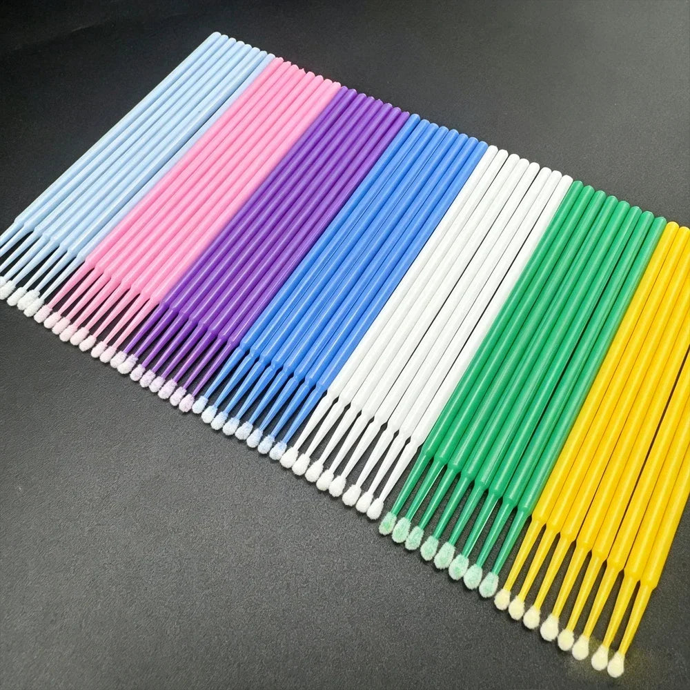 100PCS Crystal Micro Brush Disposable Lashes Removing Swab Mascara Wands Applicator Eyelash Extension Brushes Makeup Tools