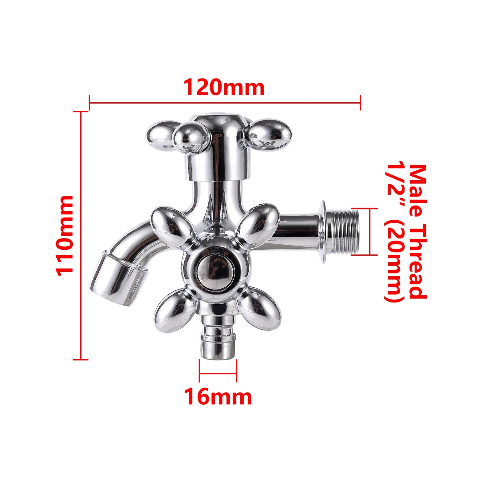 1/2" Dual Control Double Outlet Water Tap Universal Interface Plastic Faucet Home Tap Bathroom Hose Irrigation Quick Connector