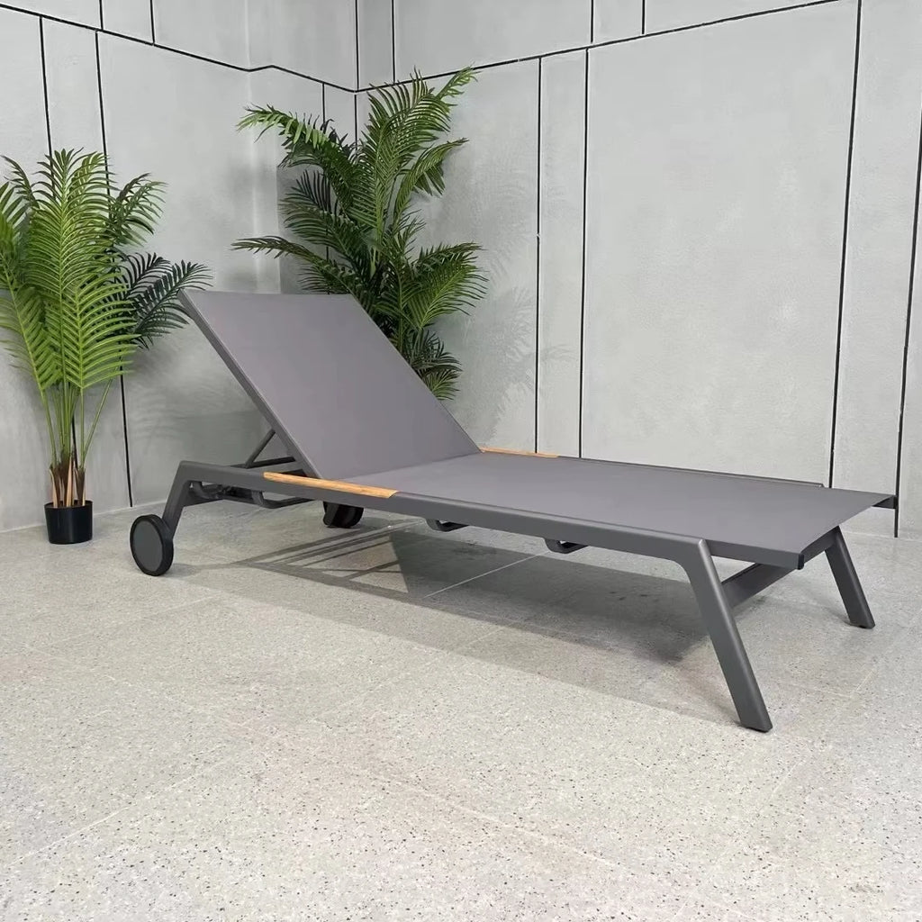 & Modern Outdoor Patio Sun Loungers Villa Portable Beach Pool Lounger Aluminum Sunbed for Hotel Resort