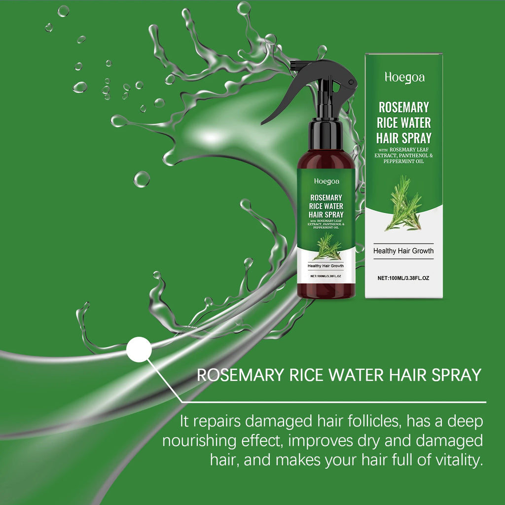 Rosemary Rice Water Hair Spray Anti Hair Loss Treatment for Very Dry and Damaged Hair Repair Strengthening Hair Growth Spray