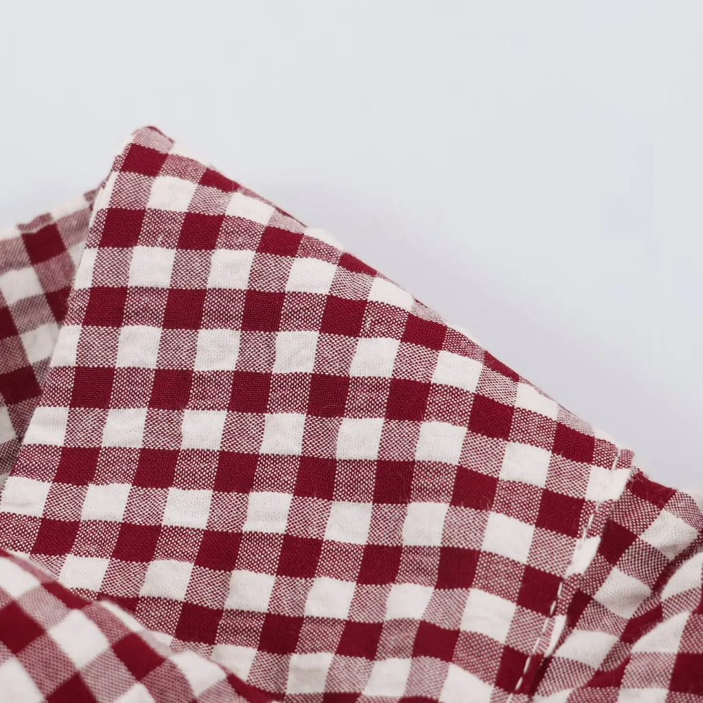 Women's Plaid Jacket, Vintage Gingham Check Coat, Stand Collar Long Sleeve Button Up Outerwear, Loose Casual Autumn Windbreaker