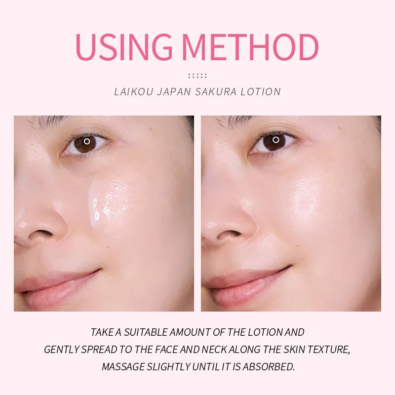 LAIKOU Sakura Lotion 100ml Niacinamide HA VC Hydrating Essence Shrink Pores Nourish Skin Brightening Elastic Facial Care