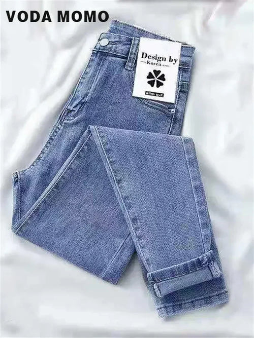 2023 New Female Spring Autumn Trousers Skinny Stretch Jean For woman High Waist pencilPants Vintage Slim Denim Pants Streetwear