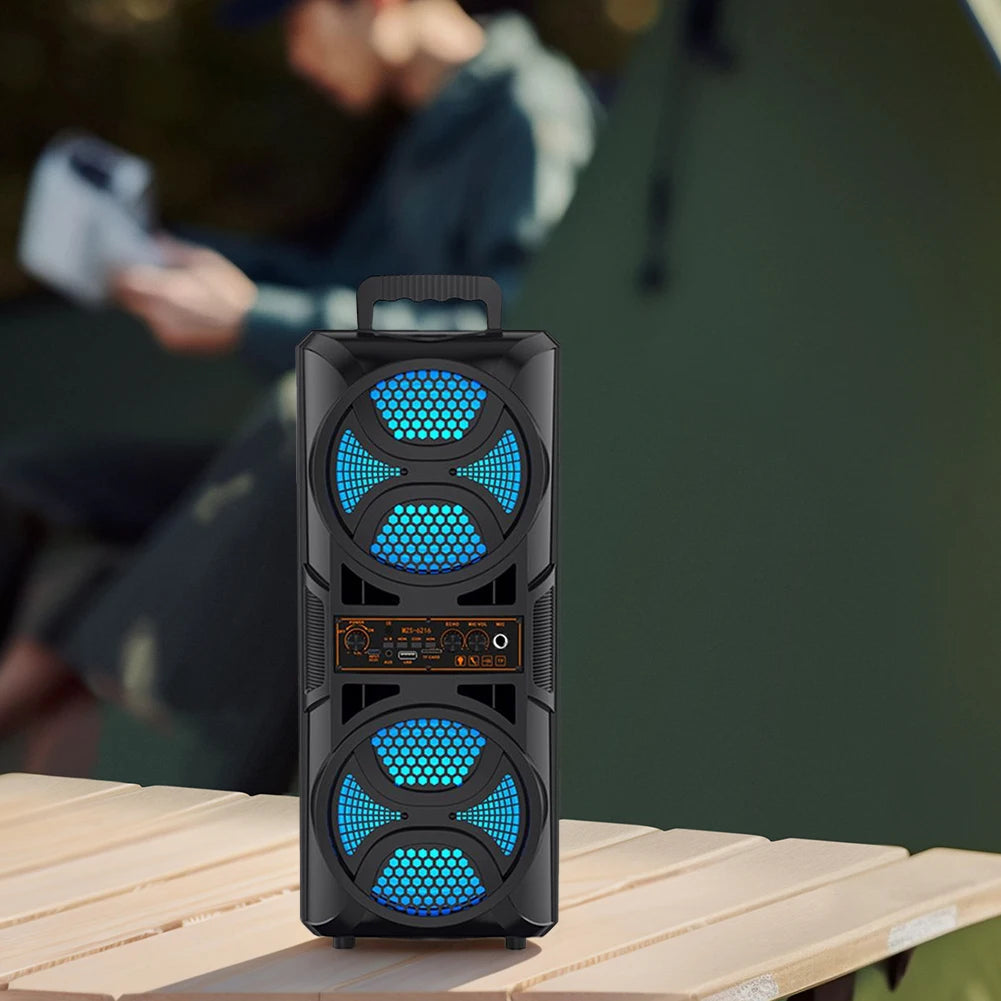 Bluetooth-Compatible Speaker Wireless Stereo Speaker with Double Subwoofer Deep Bass Lights Outdoor Speaker for Home Party Gift