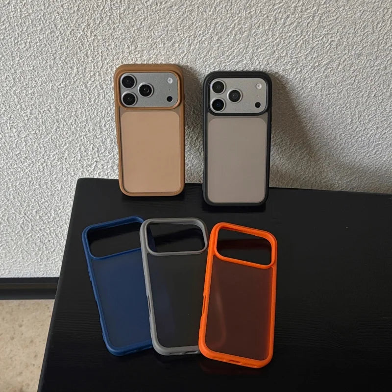 Original Translucent Glossy Matte Texture Case For iPhone 17 16 15 14 13 Pro Max Business Simple Armor Shockproof Hybrid Cover