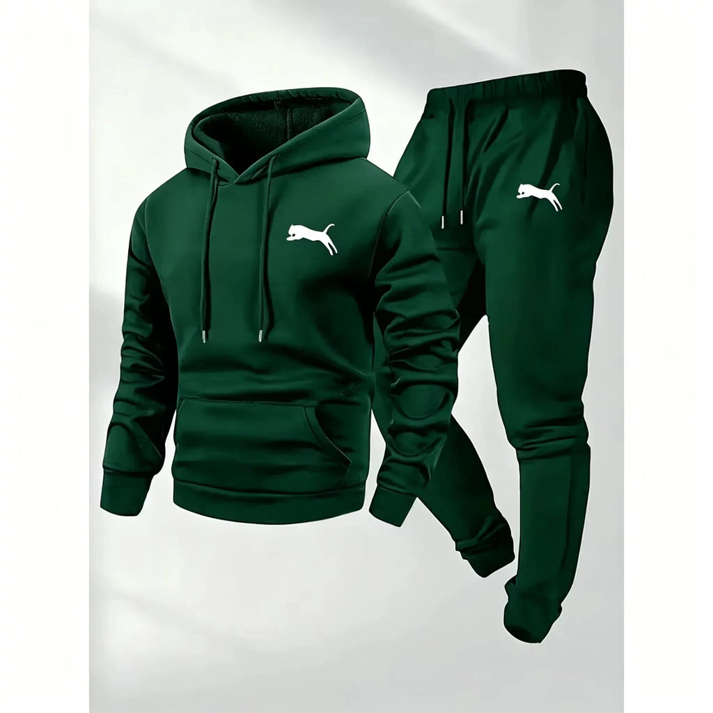 Hot Selling Men's Hooded Sweatshirt Pants Set Casual Tracksuit Streetwear Sportswear Fitness Jogger Outfit 2 Piece Warm Clothing