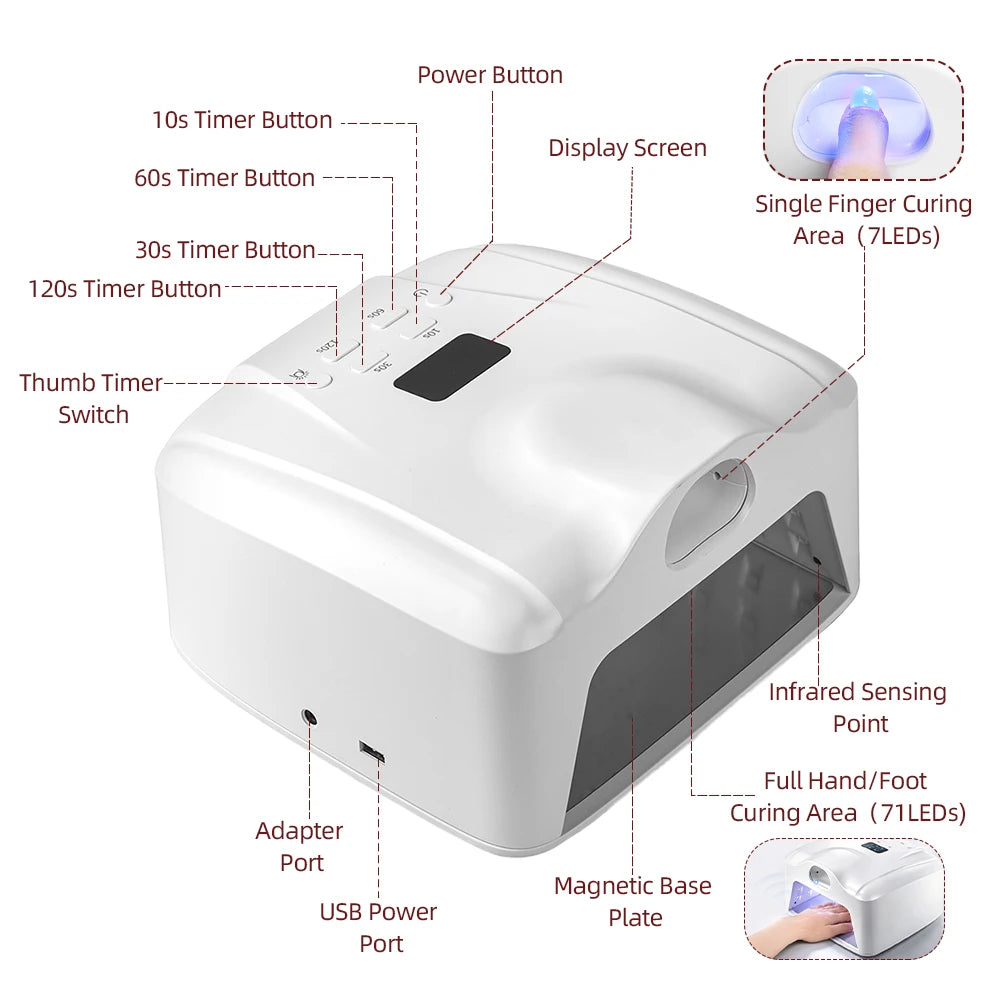 Dual Use Nail Lamp Cordless Manicure Dryer Smart Auto Sensor With Single Thumb Nail With Powerful Magnets Nail Dryer Lamp
