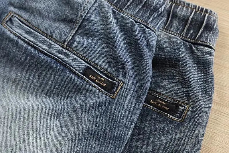 Wholesale 2022 New Denim Men's Stretwear Beam-legged Harem Pants for Young Students Loose Drawstring Sweatpants Baggy Jeans