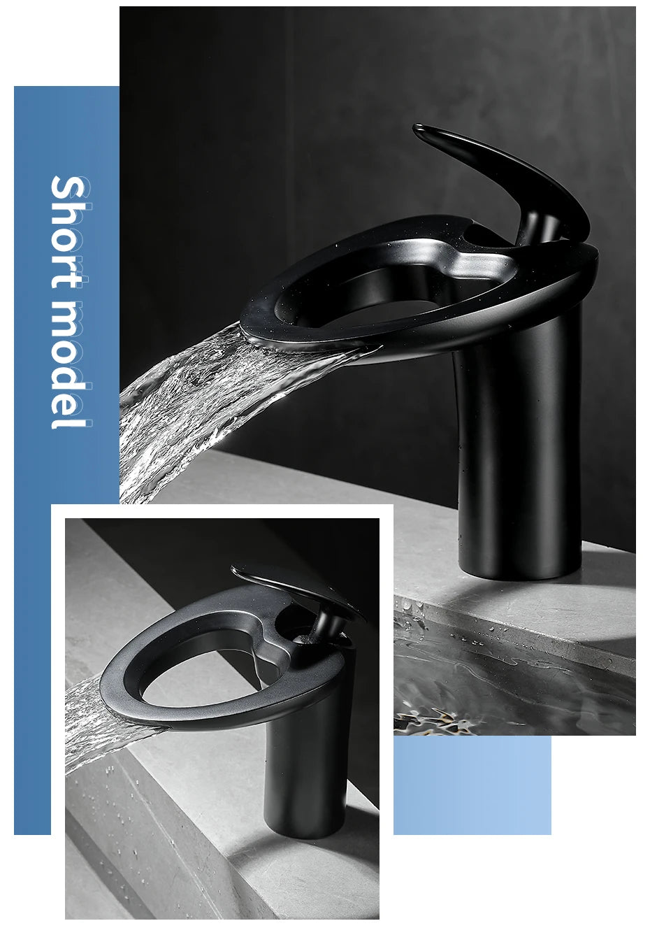 Black Basin Faucets Waterfall Bathroom Faucet Single handle Basin Mixer Tap Bath Faucet Brass Sink Water Crane Silver 855964
