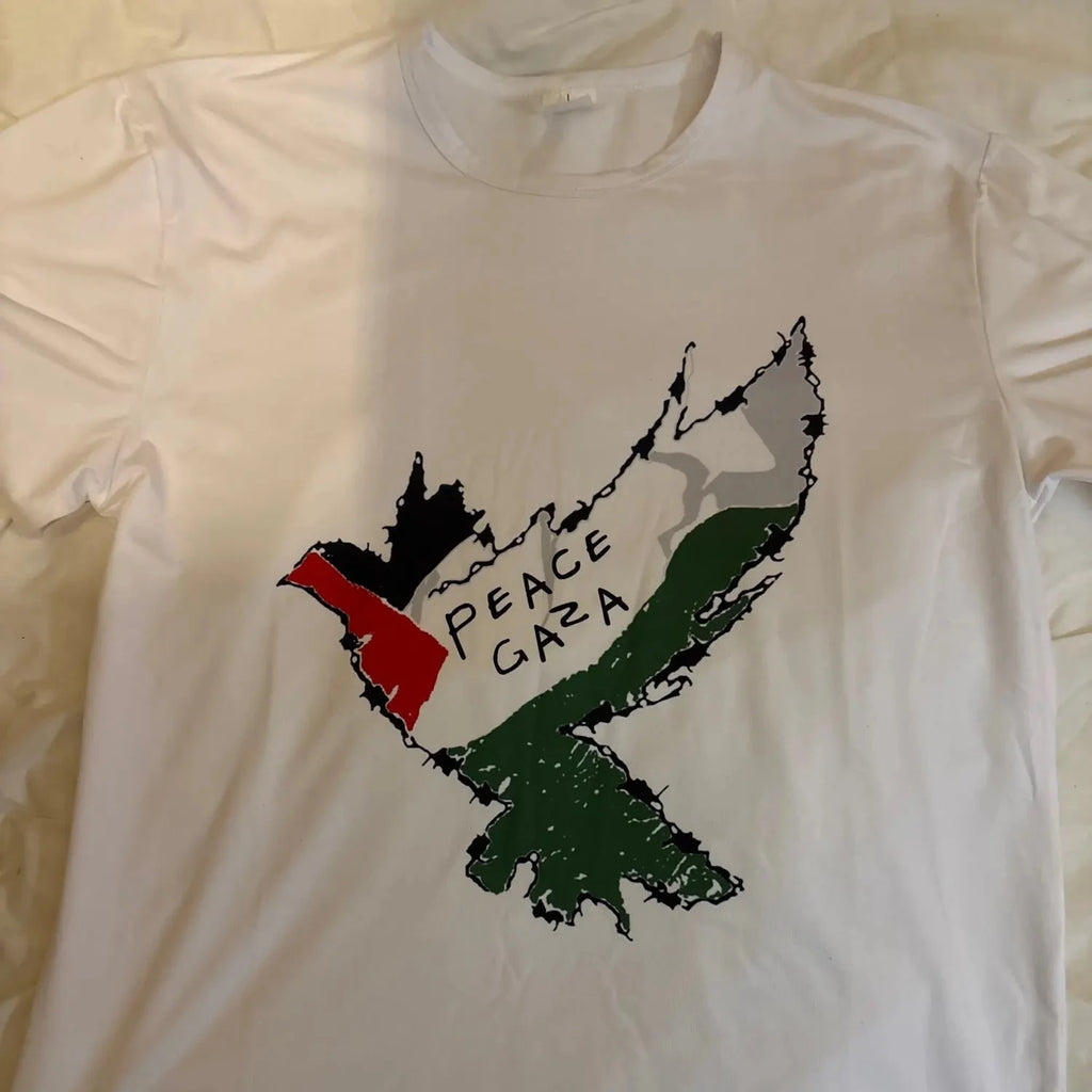 Peace Dove of Gaza Symbol TShirt,Homme Short Sleeve Daily Casual T Shirt,Unisex Tee,Streetwear,Breathable Print