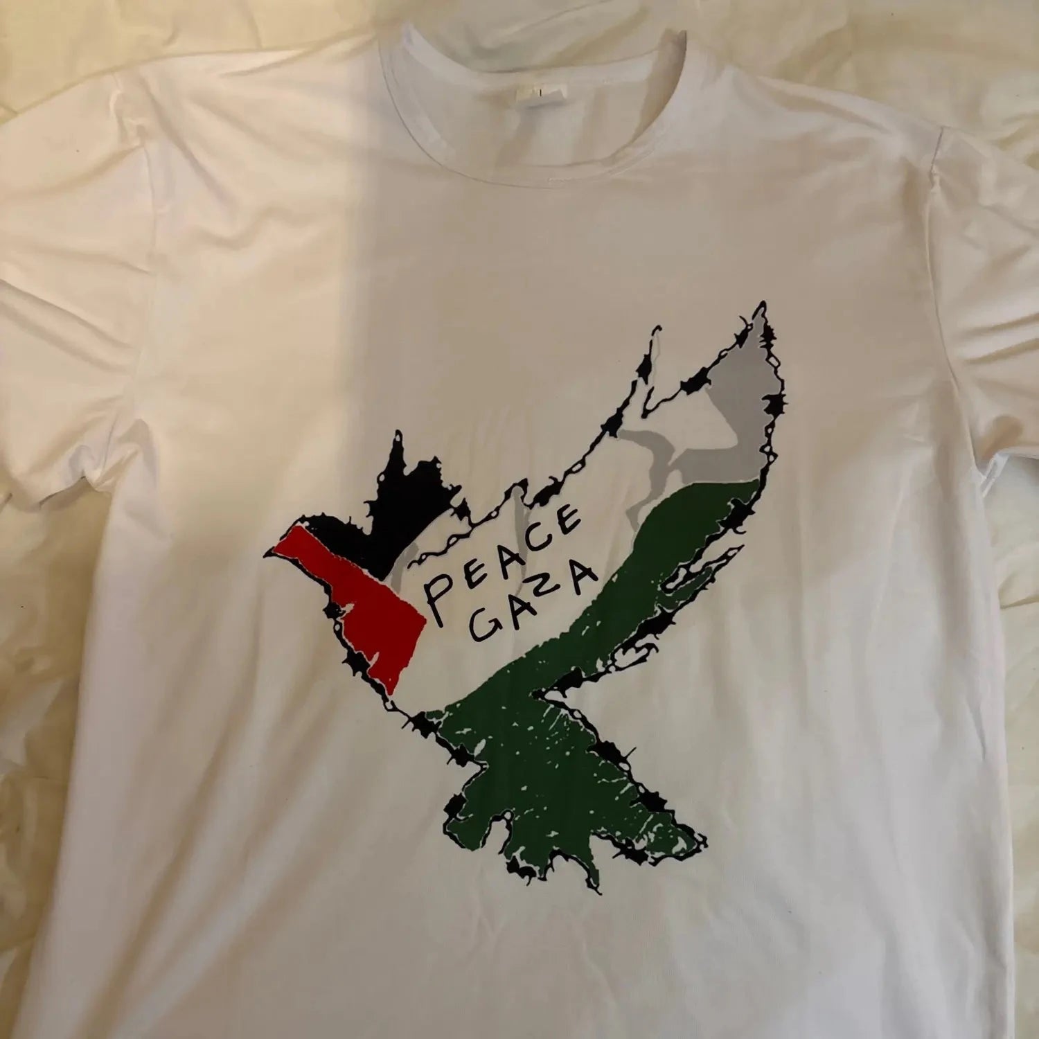 Peace Dove of Gaza Symbol TShirt,Homme Short Sleeve Daily Casual T Shirt,Unisex Tee,Streetwear,Breathable Print