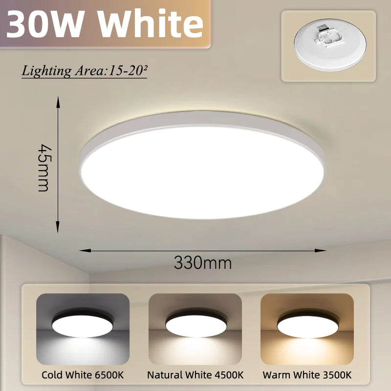 Led Ceiling Lamp Modern Ceiling Light IP65 Waterproof Round 30/18W Indoor Lighting For Bathroom Living Room Kitchen Balcony 220V