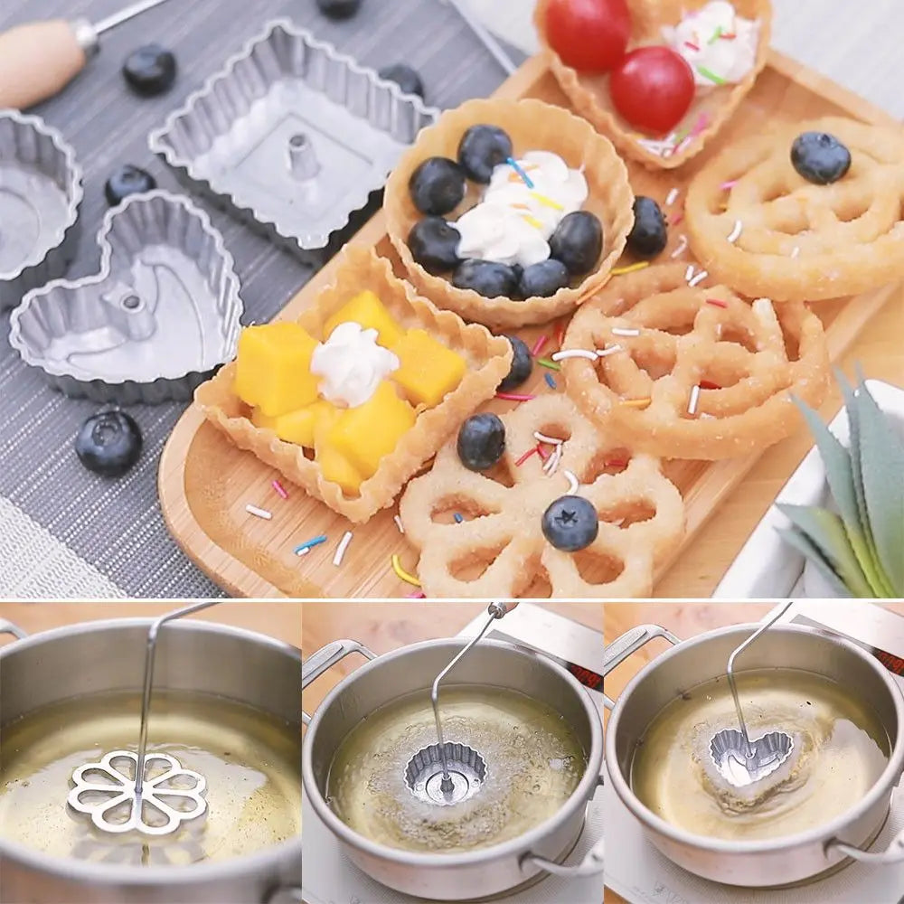Baking Tools Kitchen Gadgets Timbale Molds Funnel Cake Maker Bunuelos Mold Swedish Rosette Cookie Bake Mold Iron MakerWaffle
