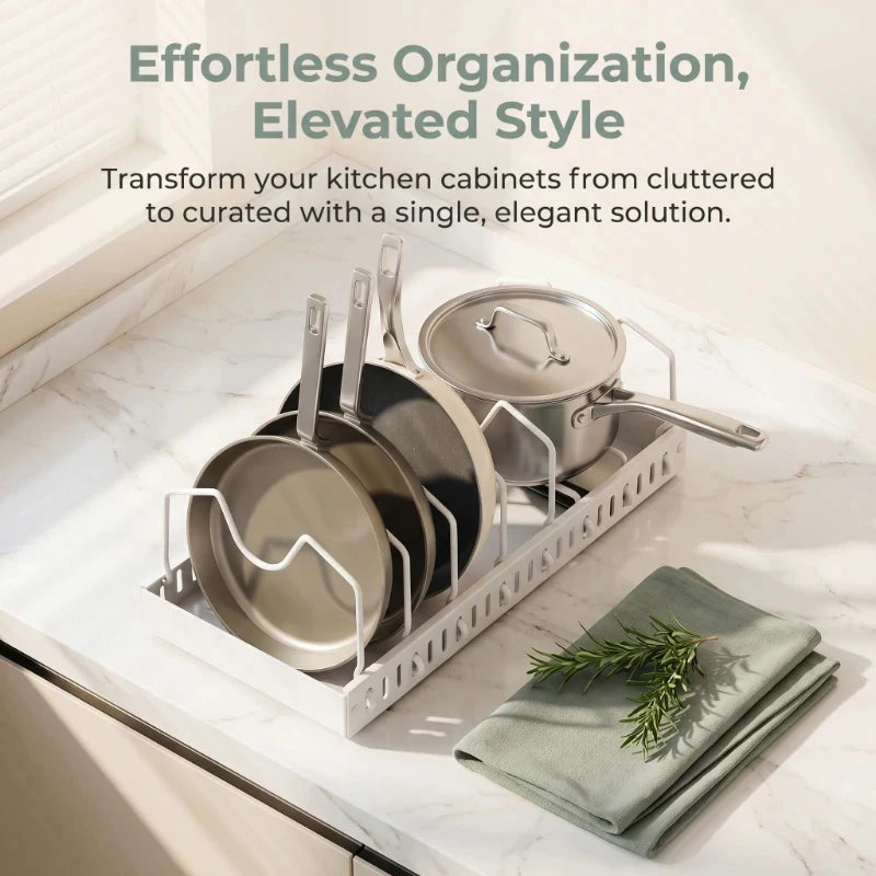 Kitchen Cabinet Pull Out Tray Organizer Adjustable Dish Rack Slide Rails Pots Pans Storage Holder