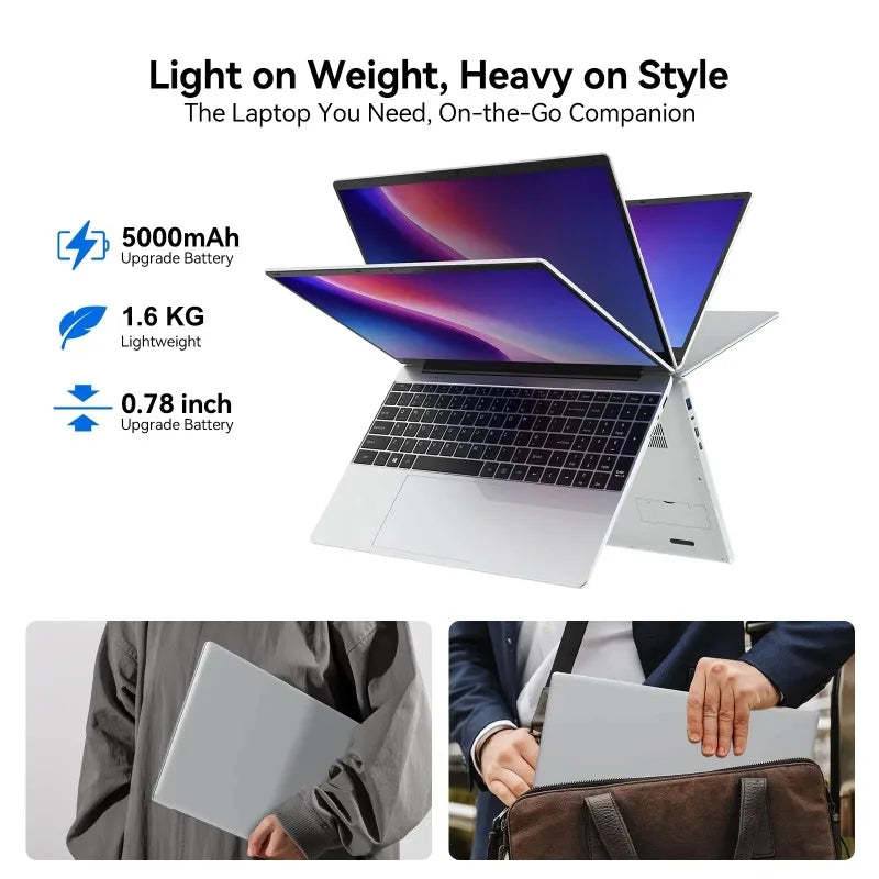 15.6 Inch HD Notebook 120Hz IPS Display Intel N95 32GB RAM 2TB SSD Backlit Keyboard Reliable Battery Power
