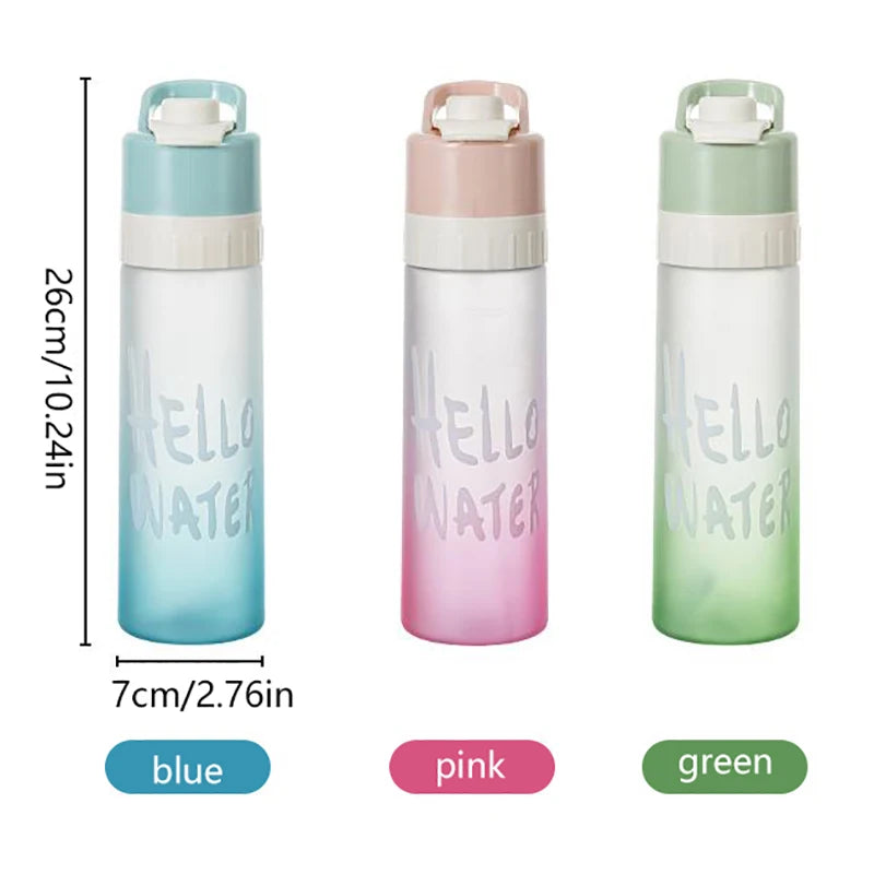 650ml Portable Spray Water Bottle Outdoor Sports Fitness Large Capacity Water Cup Jet Spray Bottle