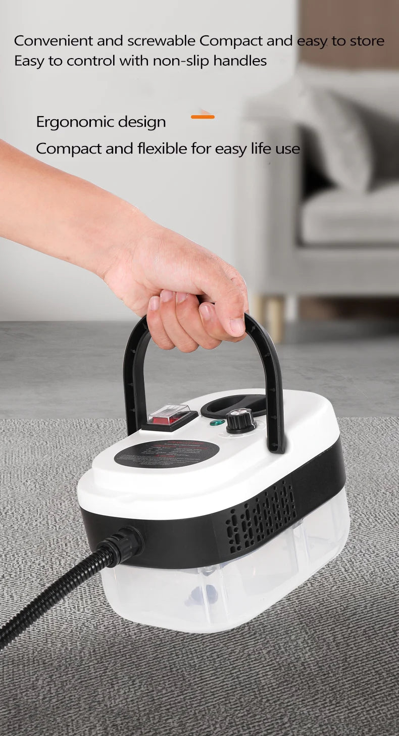Home Steam Cleaning Machine 2500W Power 3BAR High Pressure 15s Quick Steam Generation 6‑Gear Steam Adjustment 1200CC Transparent Water Tank for Kitchen Bathroom Glass Tile Car Interior Complete Accessory Kit