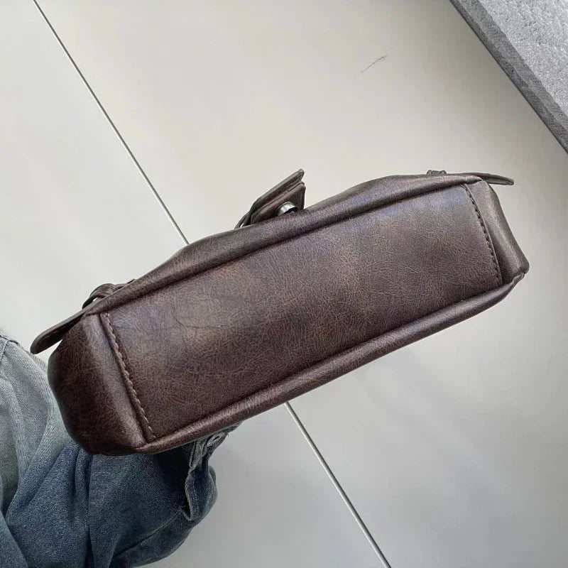 Spicy Girl Y2K Wasteland Style Vintage Leather Shoulder Armpit Bag 2025 Spring Hot Selling Maillard Style Retro Style Small Bag