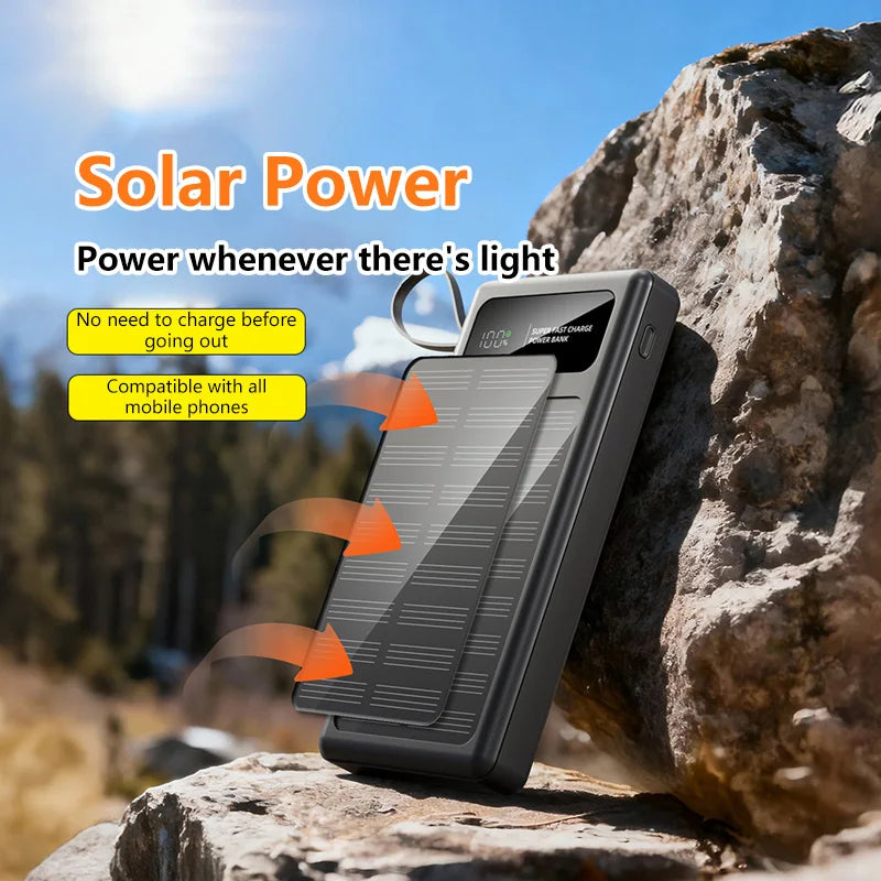 Oneplus 200000mAh Large Capacity Solar Power Bank Super Fast Charging Built-in Power Bank Portable Fast Charging Power Bank New