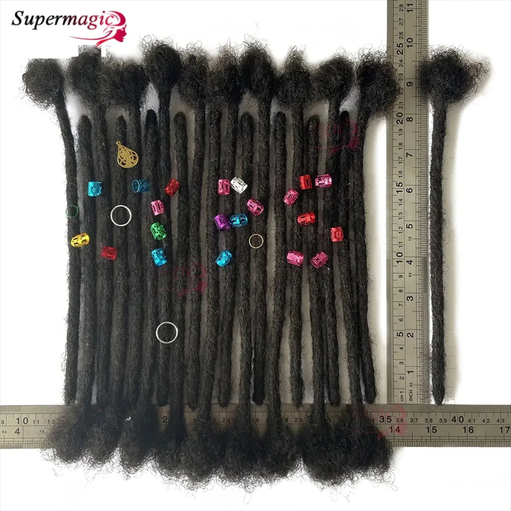 60Strands 0.4/0.6/0.8cm Human Hair Dreadlock Extensions Loc Extensions Human Hair Permanent Crochet Dreadlocks Human Hair 1B