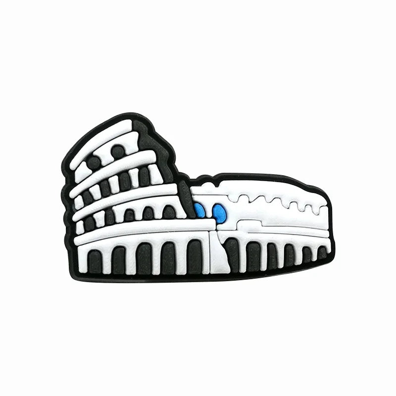 1/25pcs World Travel Shoe Charms Eiffel Tower Shoe Decorations Leaning Tower of Pisa Statue of Liberty Garden Sandals Accessory