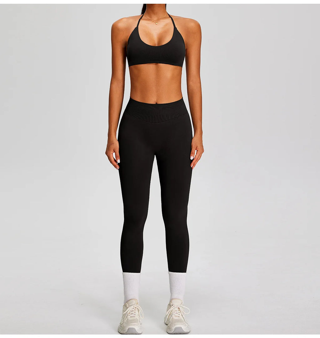 PMW Women Seamless Yoga Set Outdoor Cycling Running Sports Set High Elasticity Lifting Buttocks Quick-Drying Yoga Clothes