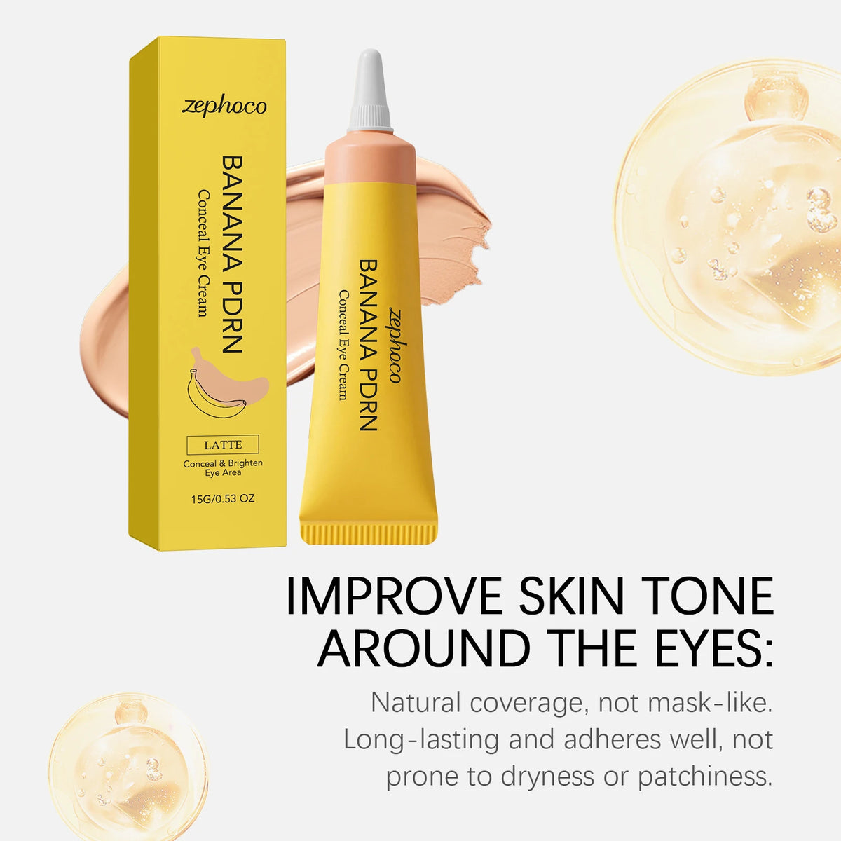 Zephoco Dark Circles Concealer Banana Pdrn Cover Blemishes Eye Brightener Lightweight Non-sticky Under-Eye Concealer Moisturizer