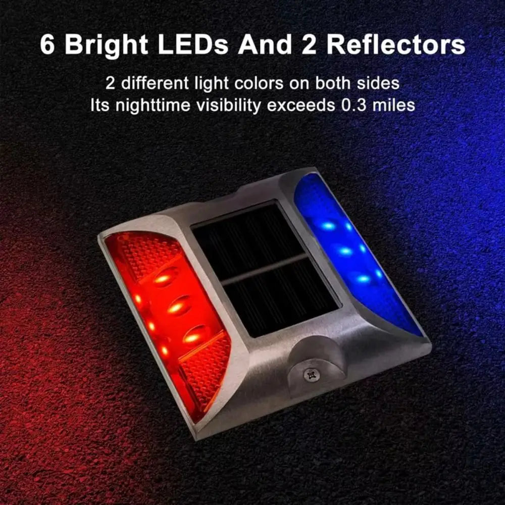 Solar Powered Solar Road Stud Light Outdoor Lighting Portable LED Ground Light Flashing Reflective Solar Energy Spike Lights