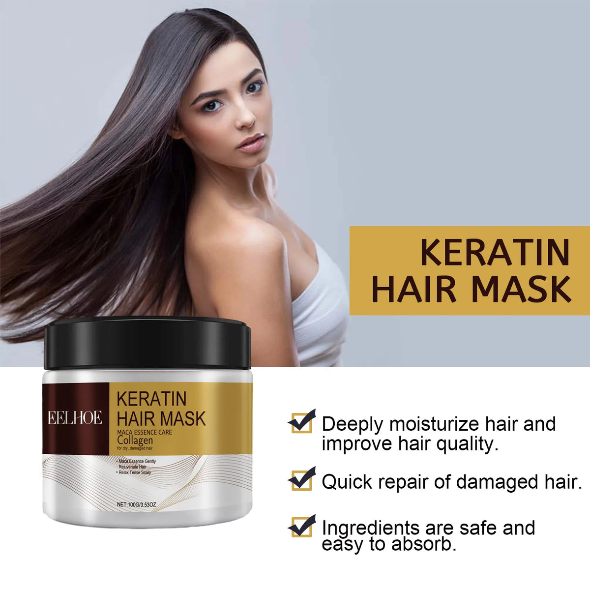 Collagen Keratin Hair Mask Fast Repair Damaged Frizzy Hair Soft Smooth Shiny Straightening Deep Conditioning Moisturizing Hair Care Hot Sale
