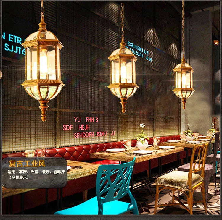 Exterior Aisle Pendant Lights Outdoor Corridor Porch Pendant Light Waterproof Hanging Lanterns Glass Shade Farmhouse Front Door
