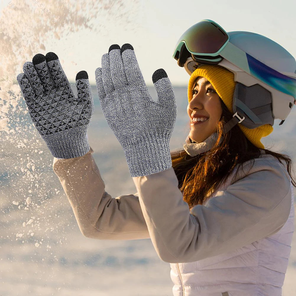 USB Heated Knitted Gloves Full Finger Gloves Non-Slip Touch Screen Gloves Thicken Winter Cycling Gloves for Men Women