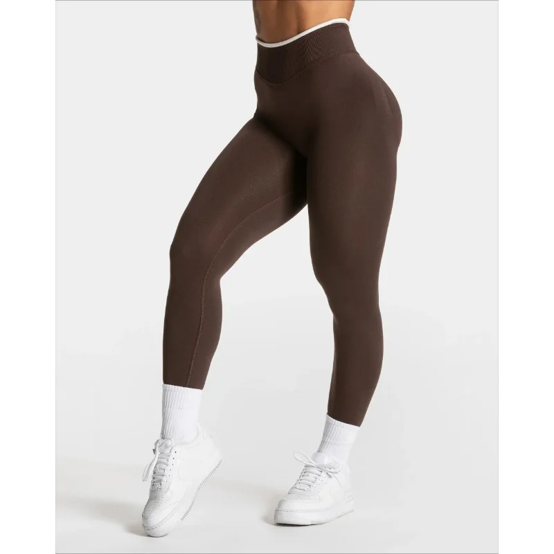 Women's Seamless Gym Solid Color Sports Pants White Edge Waist Tight High Waist Hip Lifting Yoga Pants Running Exercise Pants
