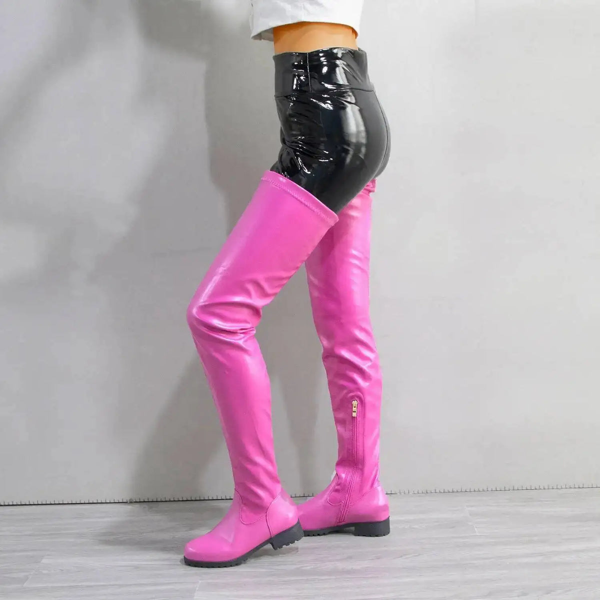 Big Size 46 Low Heels Thigh High Boots For Women Color Leg Boots Slim Boots