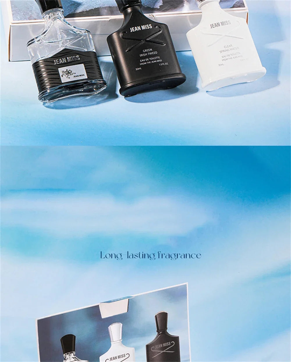 Fresh Natural Perfume For Men Gift Box 3pcs Set Lasting Cologne Scent JEAN MISS Brand Parfum Charming Man Perfumes Hombres