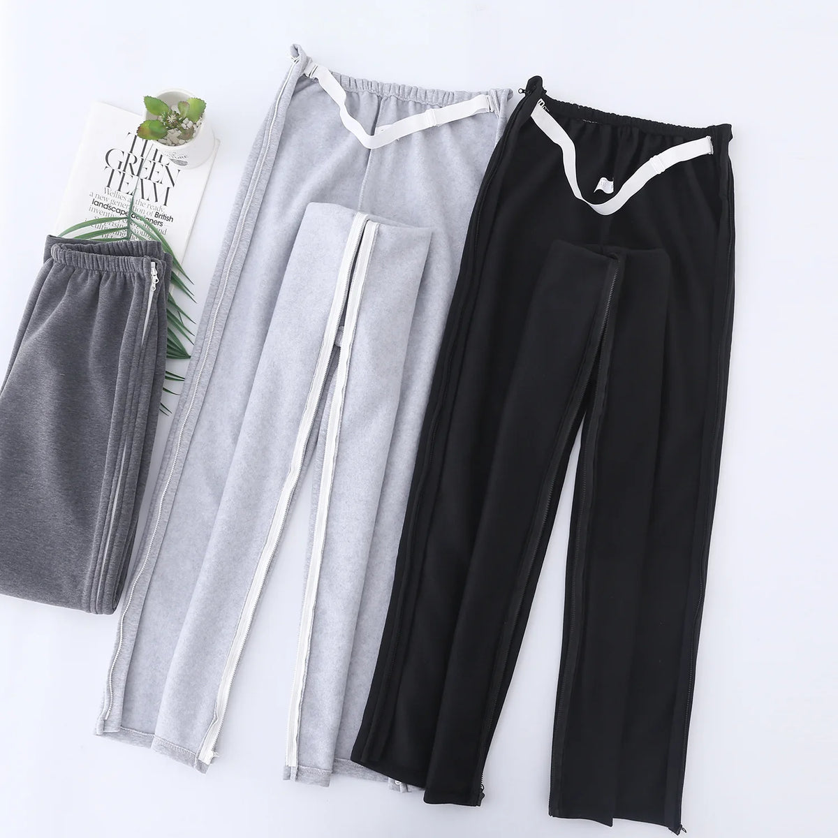 Easy Wear Care Pants for Elderly with Fall/Winter Thin Velvet Paralysis Bedridden Patients and Leg Fracture/Operation Recovery