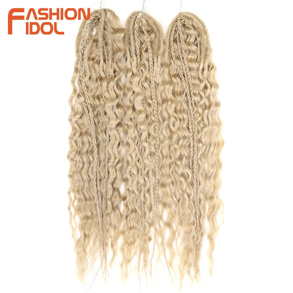 FASHION IDOL 24 Inch 300g Ariel Hair Synthetic Crochet Curly Hair Water Wave Braid Hair Ombre Blonde Braiding Hair Extensions