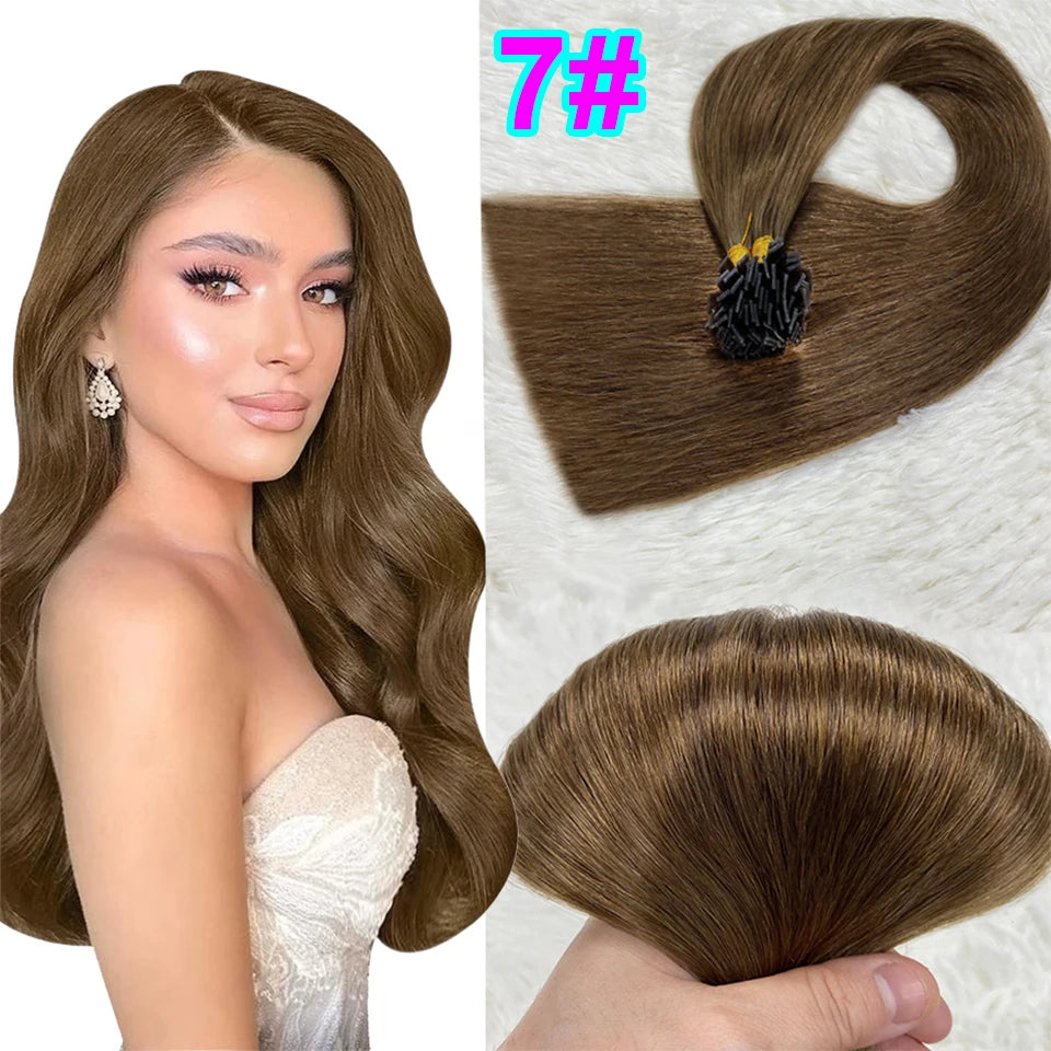 Remy Hair 1g/s 18-28 inch Real Remy Flat Tip Human Hair Extension Silky Straight Dark Brown Pre Bonded Keratin Fusion Hair