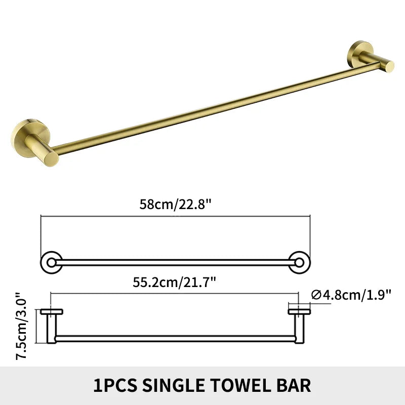 Bathroom Accessories Towel Rack Shelf Paper Holder Stainless Steel Toilet Brush Holder Hand Towel Ring Robe Hook Hanger Chrome